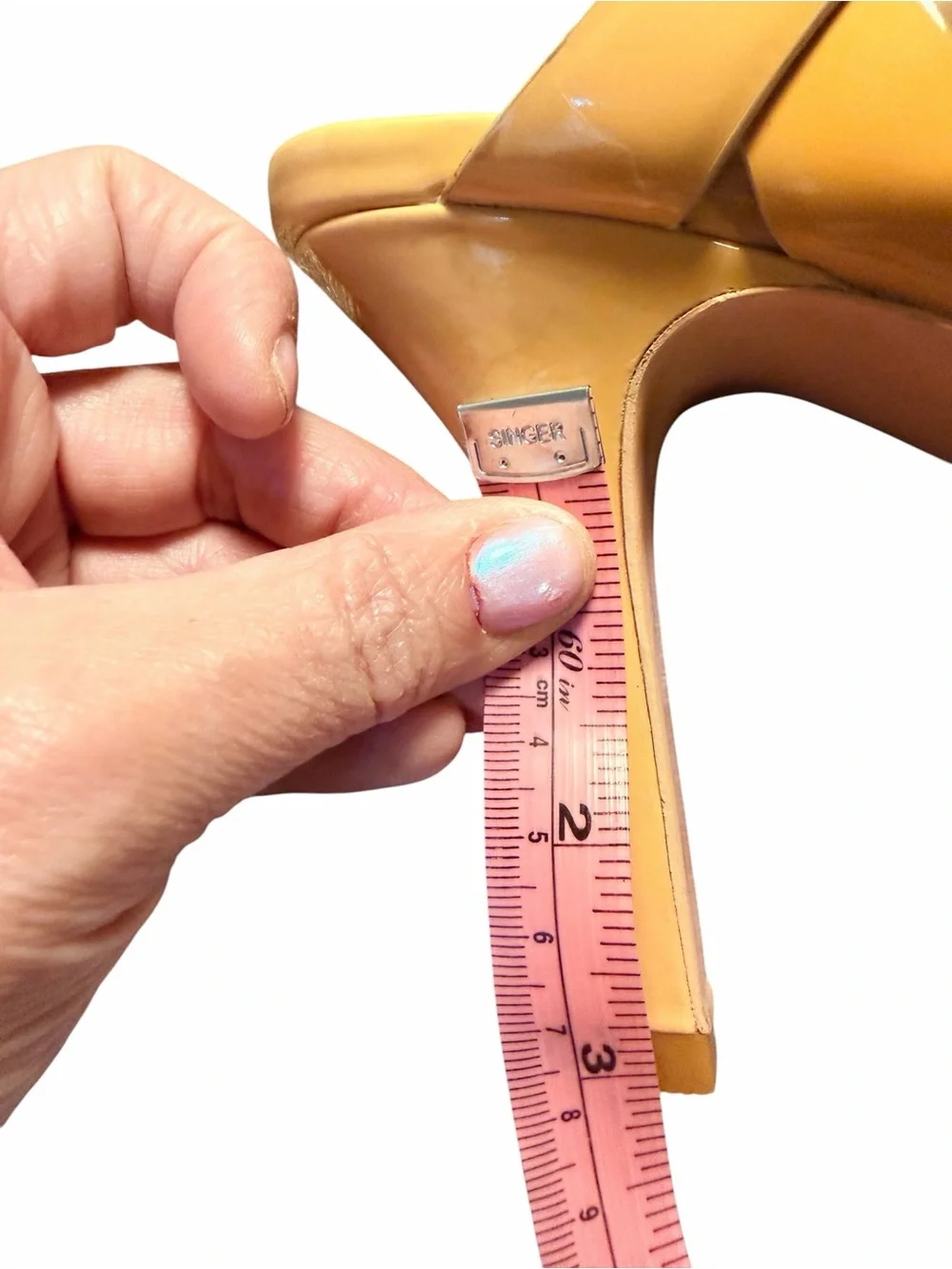 Saint Laurent Tan Patent Leather Knotted Slingback Heels with Gold Hardware - Picture 8 of 9